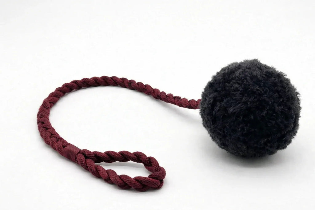 Wool Pom Tug Toy - Black