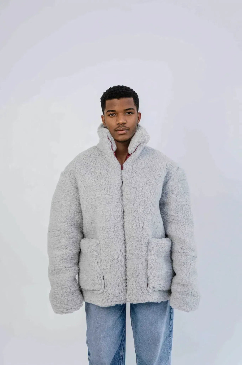 Men's Oversized Wool Jacket - Beige