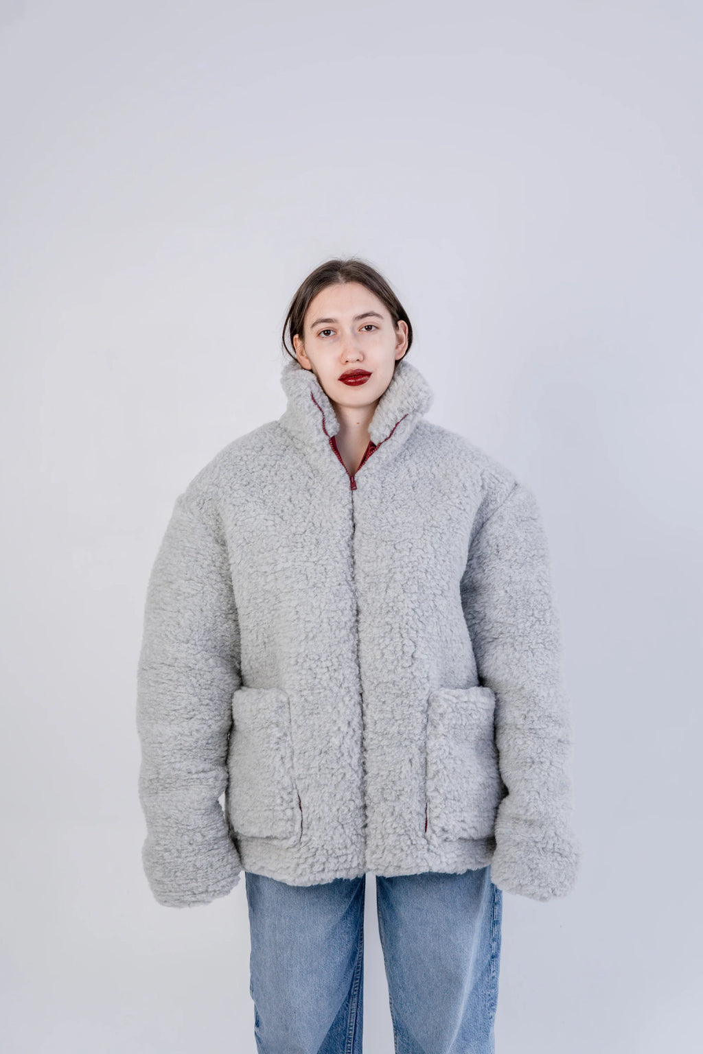 Men's Oversized Wool Jacket - Beige