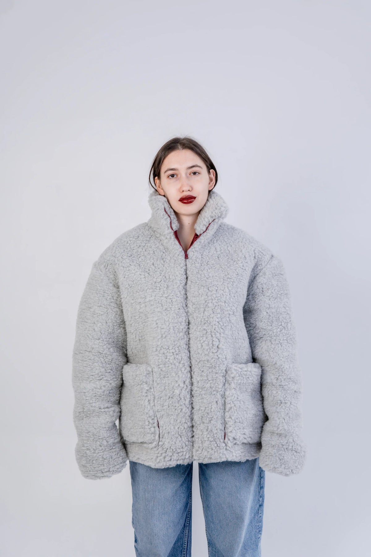 Men's Oversized Wool Jacket - Beige