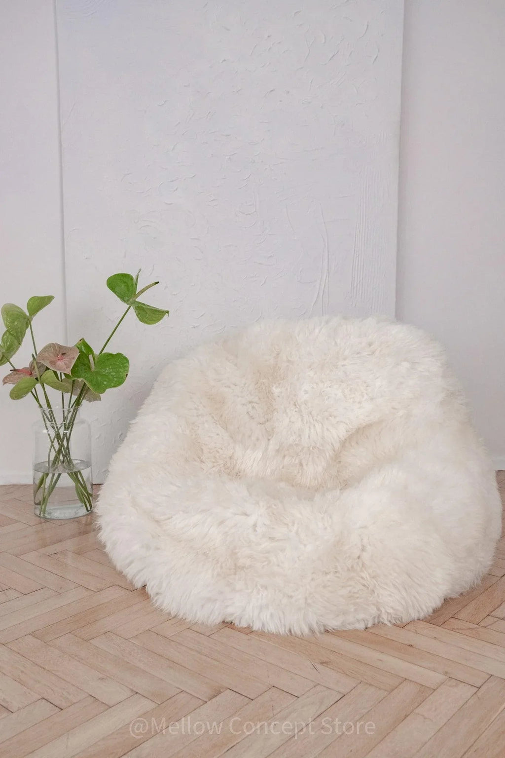 Sitzsack aus echtem Lammfell – Weiß