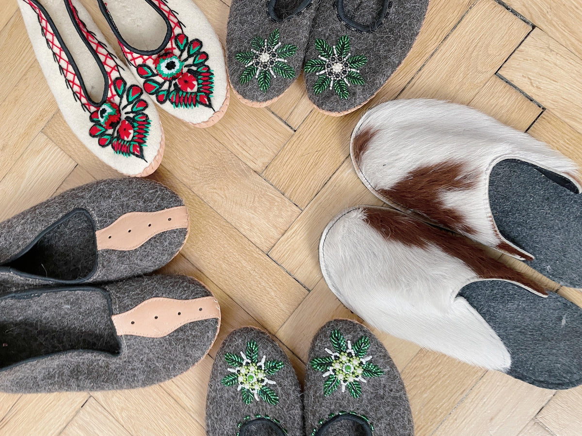 Adult Woolen Slippers (felt) with beads